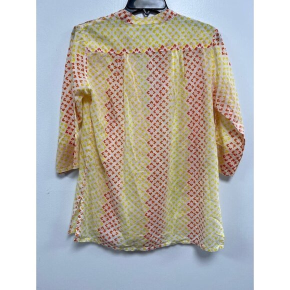 Roberta Roller Rabbit Women Blouse Cotton 3/4 Sleeve Length Orange Yellow,XS - Picture 2 of 7